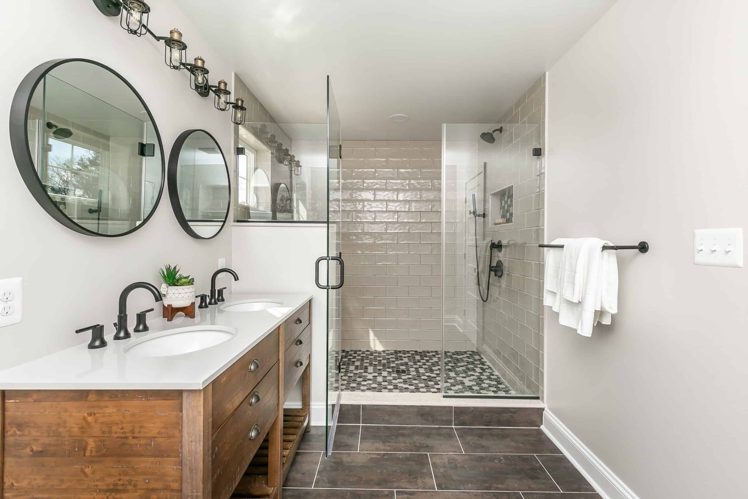 A bathroom in renovated home with concierge service